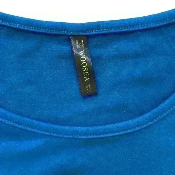 WOOSEA Women's Summer T Shirt Dress Size M/L Teal Ruffle Sleeve Swing Pockets - Picture 8 of 8